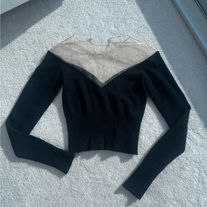 Black and Sheer Long Sleeve Top